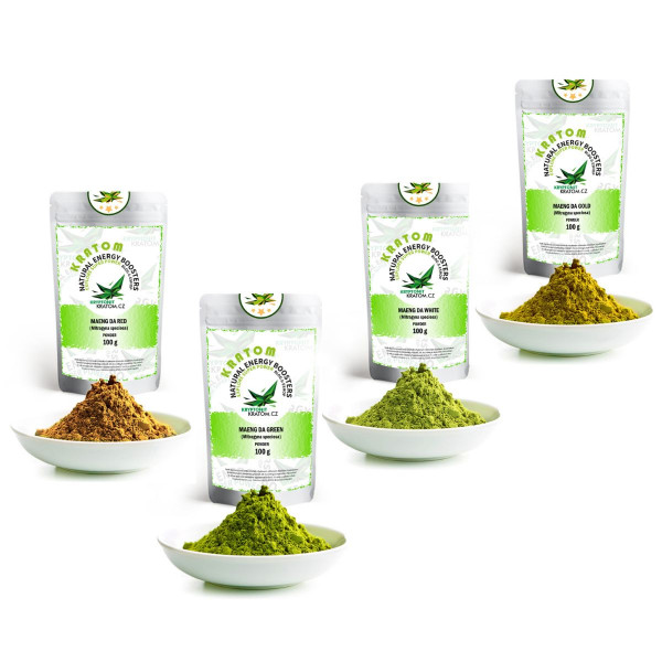 KRATOM STARTER PACK - RED GREEN WHITE GOLD KRATOM STARTER PACK - RED GREEN WHITE GOLD