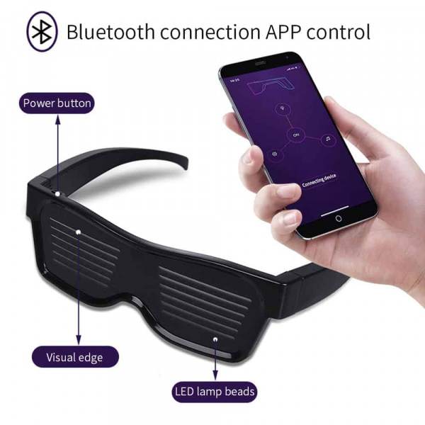 Programovatelné Bluetooth LED svíticí brýle Programovatelné Bluetooth LED svíticí brýle