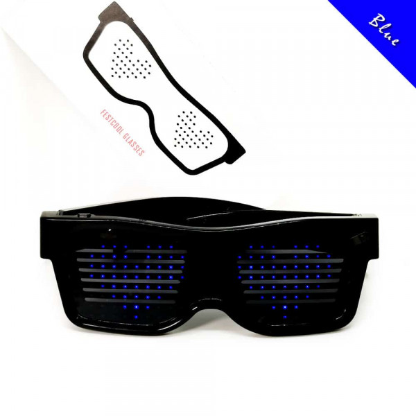 Programovatelné Bluetooth LED svíticí brýle - Modrá Programovatelné Bluetooth LED svíticí brýle - Modrá