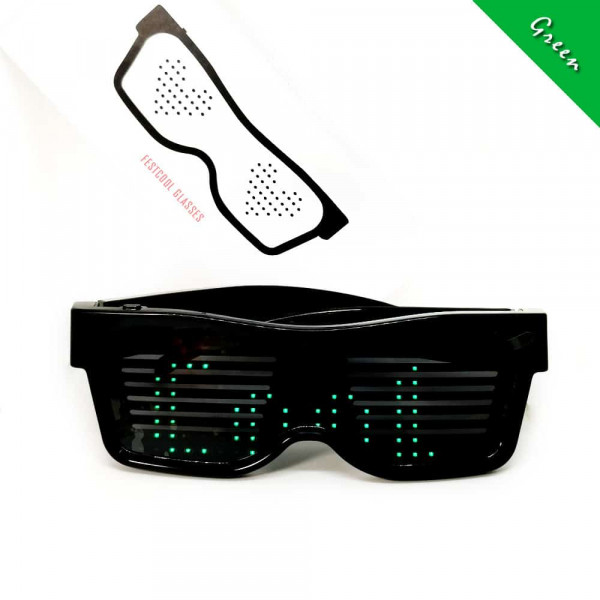 Programovatelné Bluetooth LED svíticí brýle - zelená Programovatelné Bluetooth LED svíticí brýle - zelená