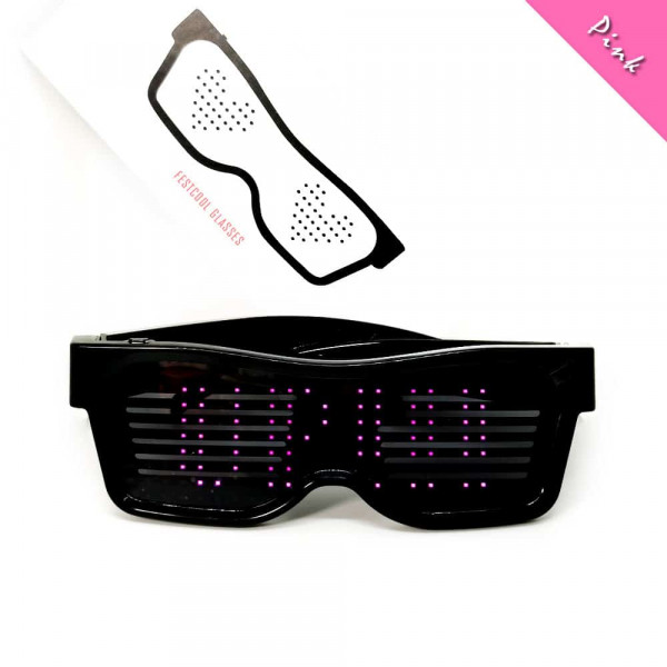Programovatelné Bluetooth LED svíticí brýle - Růžová Programovatelné Bluetooth LED svíticí brýle - Růžová