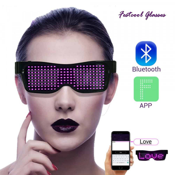 Programovatelné Bluetooth LED svíticí brýle Programovatelné Bluetooth LED svíticí brýle