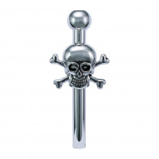 šňupací trubička na tabák - lebka - stříbrná