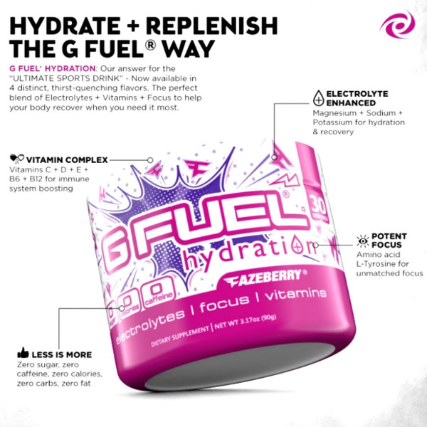 G Fuel - Hydration Tub - Fazeberry - 0% Kofeinu G Fuel - Hydration Tub - Fazeberry - 0% Kofeinu