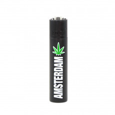 Kovový Clipper Zapalovač - "Amsterdam Leaf" - Black