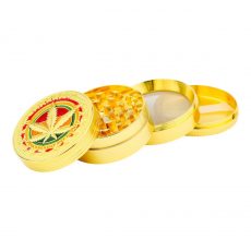 Kovová drtička - Rasta Leaf Gold - 4 části - 40 mm