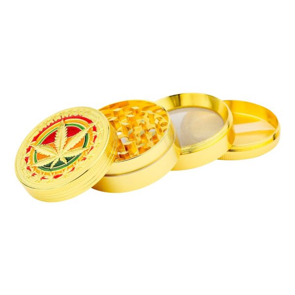 Kovová drtička - Rasta Leaf Gold - 4 části - 40 mm Kovová drtička - Rasta Leaf Gold - 4 části - 40 mm