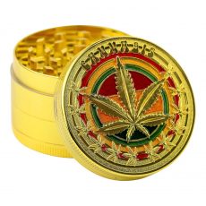 Kovová drtička - Rasta Leaf Gold - 4 části - 40 mm