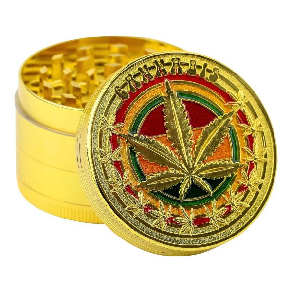 Kovová drtička - Rasta Leaf Gold - 4 části - 40 mm Kovová drtička - Rasta Leaf Gold - 4 části - 40 mm