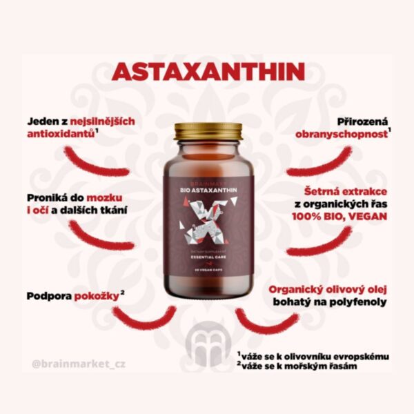 Astaxanthin (Astaxantin) BIO - BrainMax | 8 mg - 60 rostlinných kapslí Astaxanthin (Astaxantin) BIO - BrainMax | 8 mg - 60 rostlinných kapslí