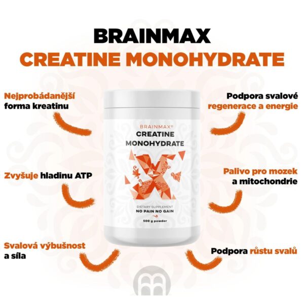 Creatine Monohydrate, Kreatin monohydrát - BrainMax | 500 g Creatine Monohydrate, Kreatin monohydrát - BrainMax | 500 g